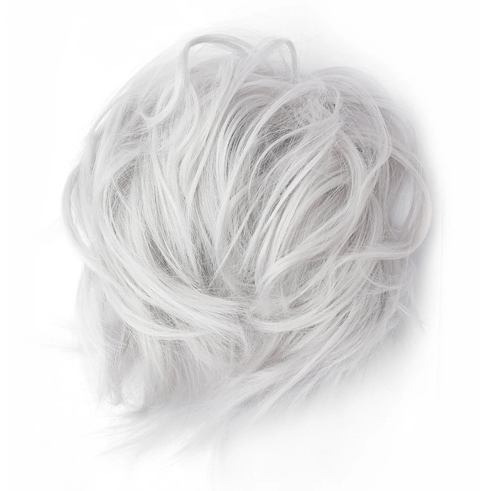 Messy Bun Hair Piece Synthetic Short Ponytail Extension Elastic Rubber Band Hair Buns Hair Pics for Women