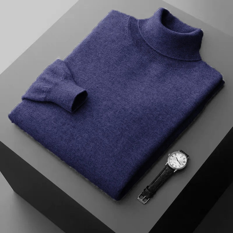New Men's Turtleneck Pullover Sweater Solid Color Knitted outerwear winter Warm Woolen Sweaters Thick Heavyweight streetwear