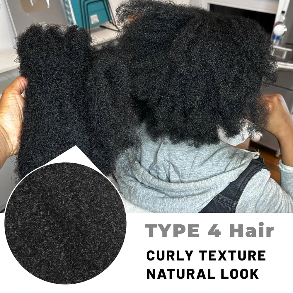 Afro Kinkys Bulk Human Hair for Dreadlocks Extensions Repair Locs Twist Braiding Afro Kinky Human Hair for Locs Natural 12-18