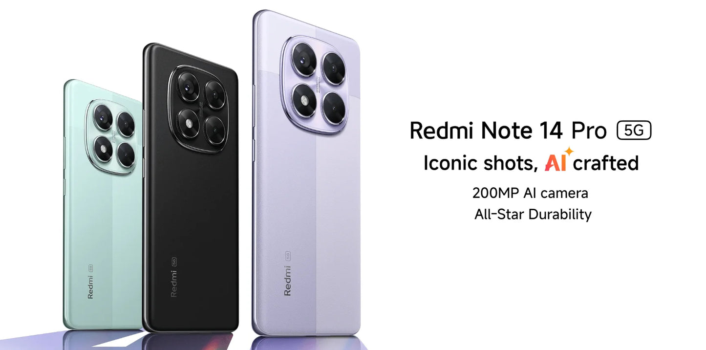 Global Version Redmi Note 14 Pro 5G Smartphone Dimensity 7300 Ultra NFC 200MP Camera 1.5K 120Hz AMOLED Display 45W Turbo Charge