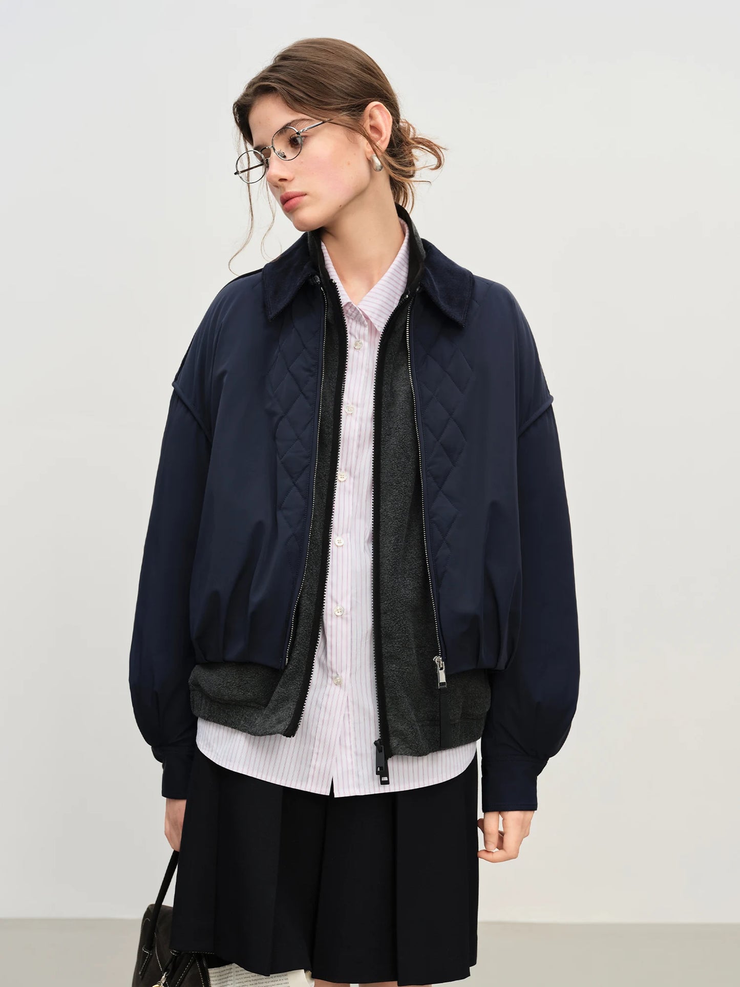 FSLE Barn Style Lightweight Padded Jacket Women's 2025 Winter Vintage Academic Plaid Panel Short Coat Retro College Outerwear