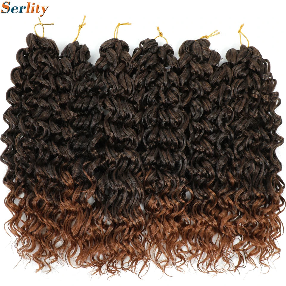 GoGo Curl Crochet Hair 14inch Curly Ocean Wave Synthetic Braiding Hair Jet Black Beach Curl Water Wave Deep Twist Crochet Braids