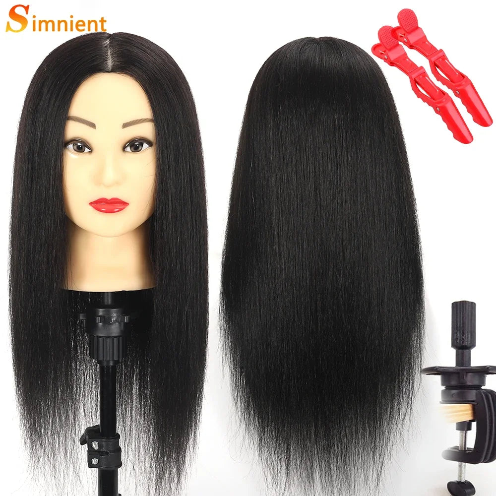 100% Real Human Hair Doll Head For Hairstyle Professional Training Head Kit Mannequin Head Styling To Practice Hot Curl Iron St