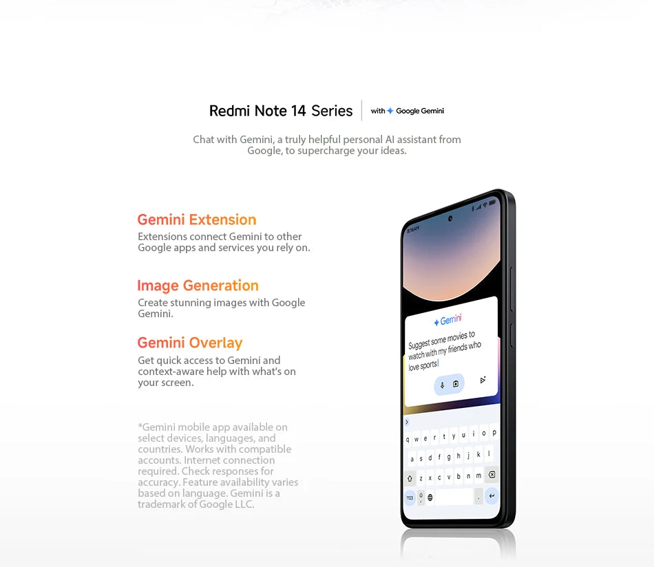 Xiaomi Redmi Note 14 4G NFC helium G99-Ultra 6,67 ''AMOLED screen 120 Hz 108 MP IA camera 5500 mAh battery,Charger Not Included