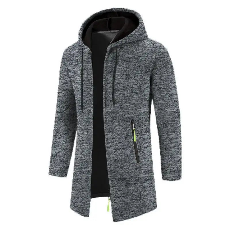 Spring Autumn Men's Hooded Long Jackets Solid Kintting Cardigan Outwear Casual Male Coats Zipper Warm Streetwear Hoodies Jacket