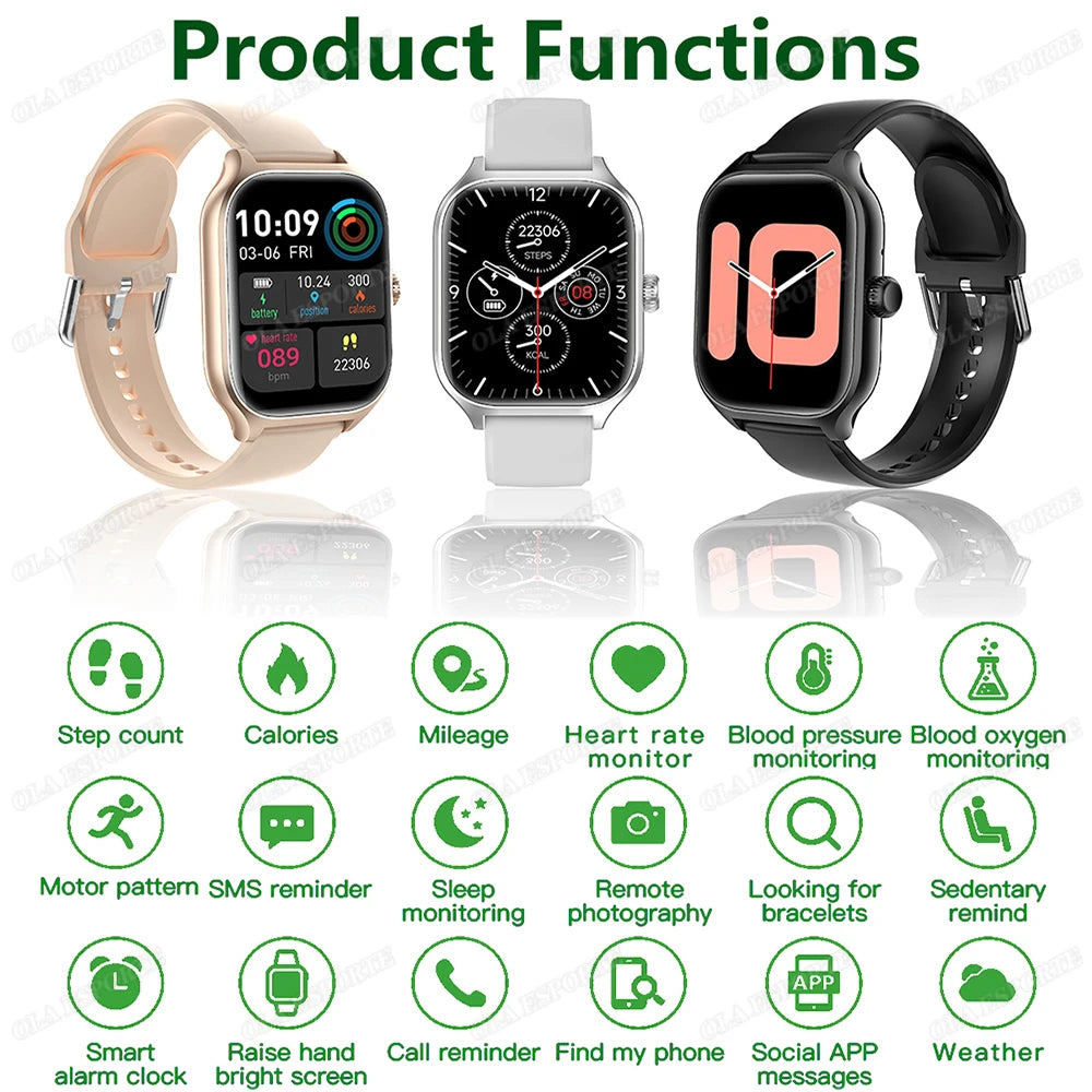 New Smart Watch Women Health Monitor Bluetooth Call Waterproof Wristwatch Sport Fitness Tracker Men Smartwatch For Android IOS