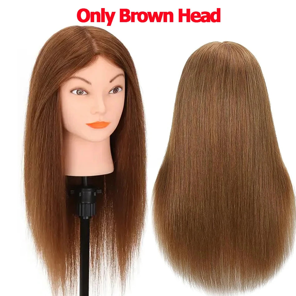 100% Human Hair Mannequin Head for Cosmetology Styling Training Practice Can Be Curled Straighten Professional Mannequin Head