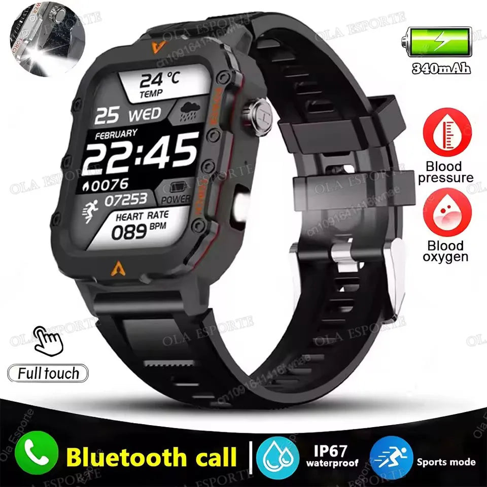 Outdoor Sports Smartwatch New 2025 2.01 inch HD Screen LED Flashlight Bluetooth Talking Smart Watch for Men Women Holiday Gift
