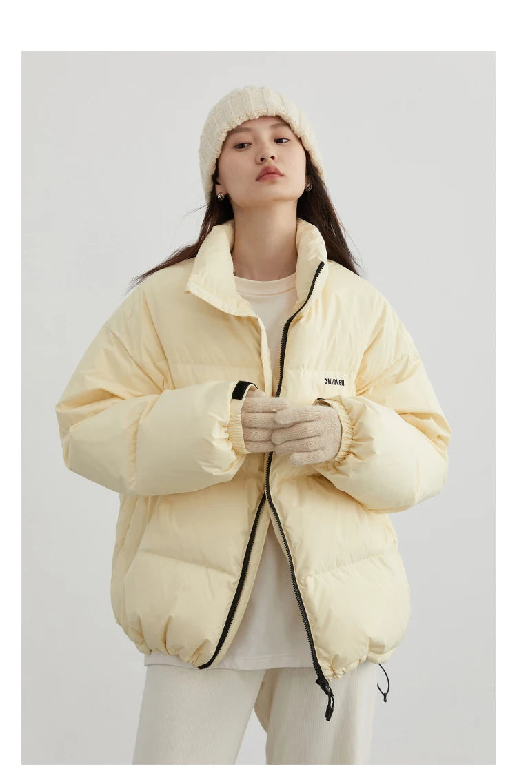CHIC VEN Women Down Coats Streetwear Solid 90 White Duck Down Stand Collar Female Down Jacket Warm Ladies Overcoat Winter 2024