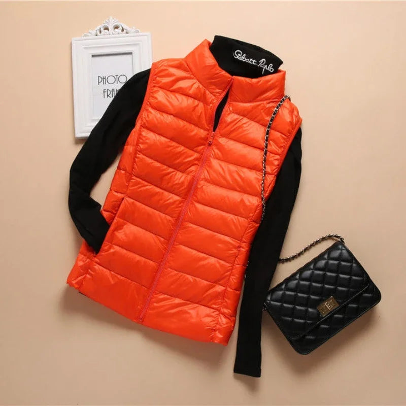 New Down Lightweight White Duck Down Vest Short Sleeveless Vest  Autumn/Winter Slim Fit Ultra Light Down Jacket Women Jackets