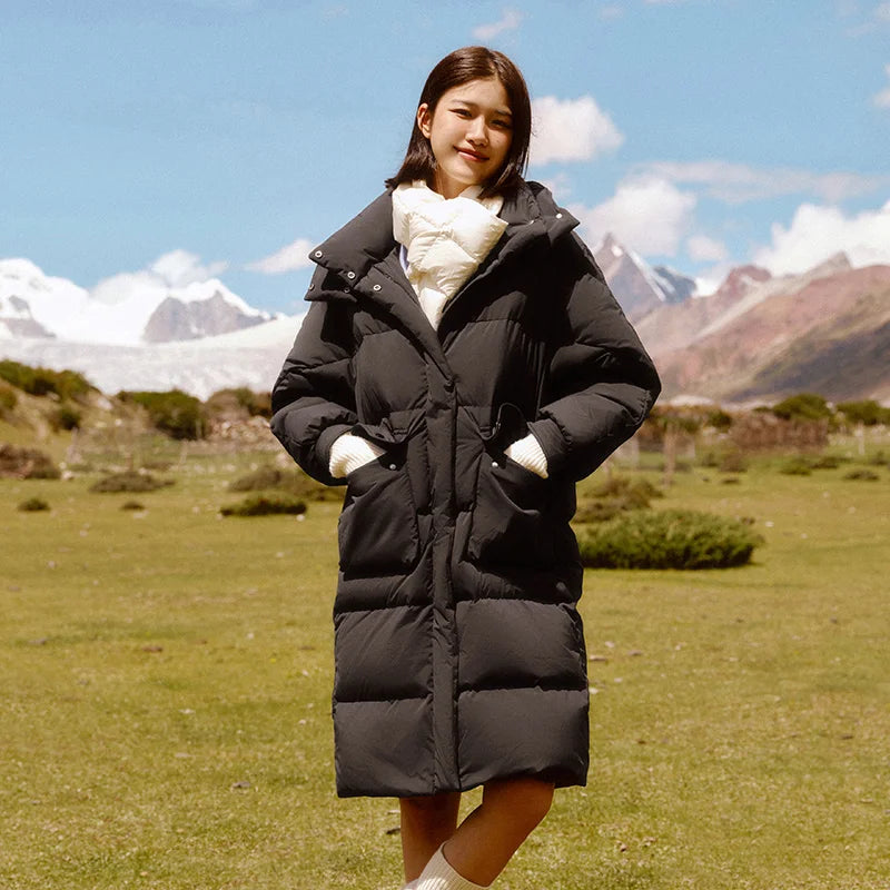 Semir Down Coat Women Long Three-proof Windproof Warm 2025 Winter New Loose Hooded Versatile Jacket