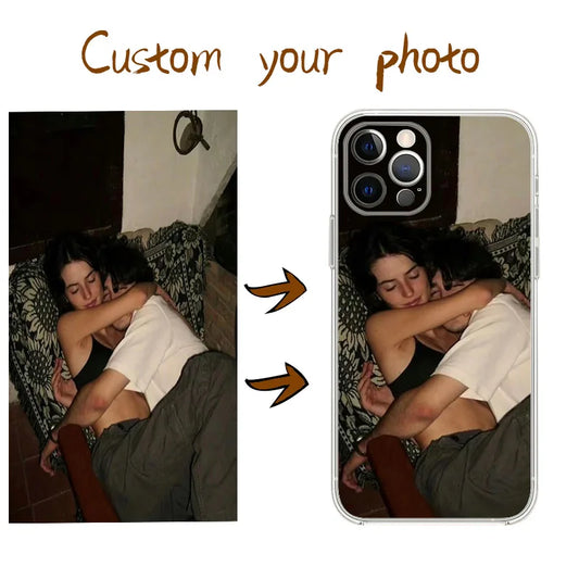 Customized Lovers Photo Case For iPhone 16 15 14 13 12 11 Pro Xs Max 16e XR 7 8 6 6s Plus SE 2020 2022 Personalized Soft Cover