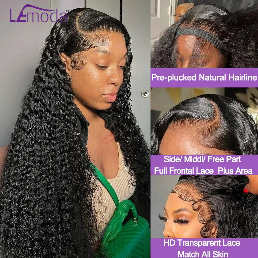 Lemoda Deep Wave Lace Front Wig Human Hair 13x6 Full Frontal Human Hair Wigs On Sale Brazilian Long Human Hair Wigs 100% 12A