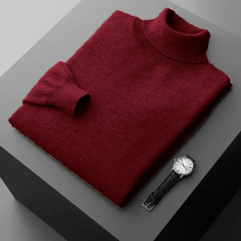 New Men's Turtleneck Pullover Sweater Solid Color Knitted outerwear winter Warm Woolen Sweaters Thick Heavyweight streetwear