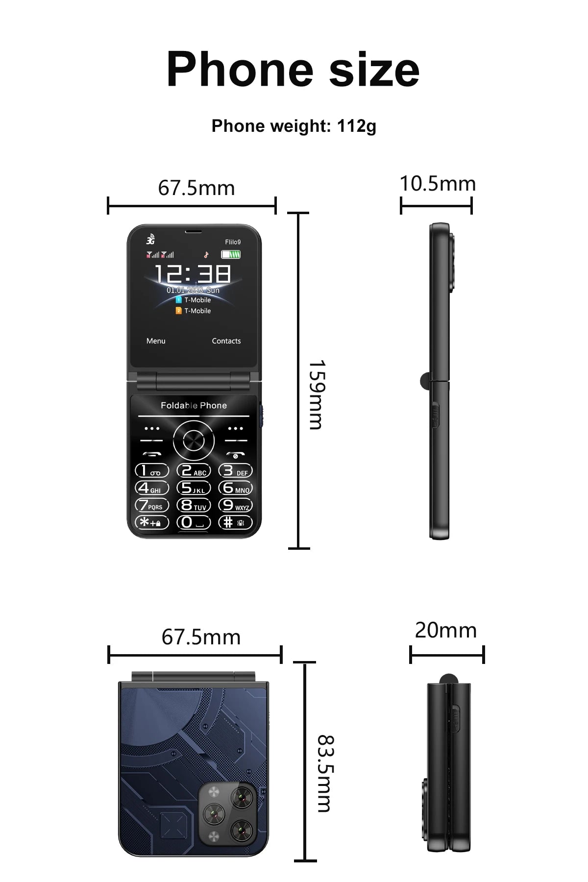 Low Price Sale SERVO Flilo9 3G Flip Mobile Phone 2 SIM Card Speed Dial Blacklist Call Record FM Radio 2.6inch Fold Cellphone MP4