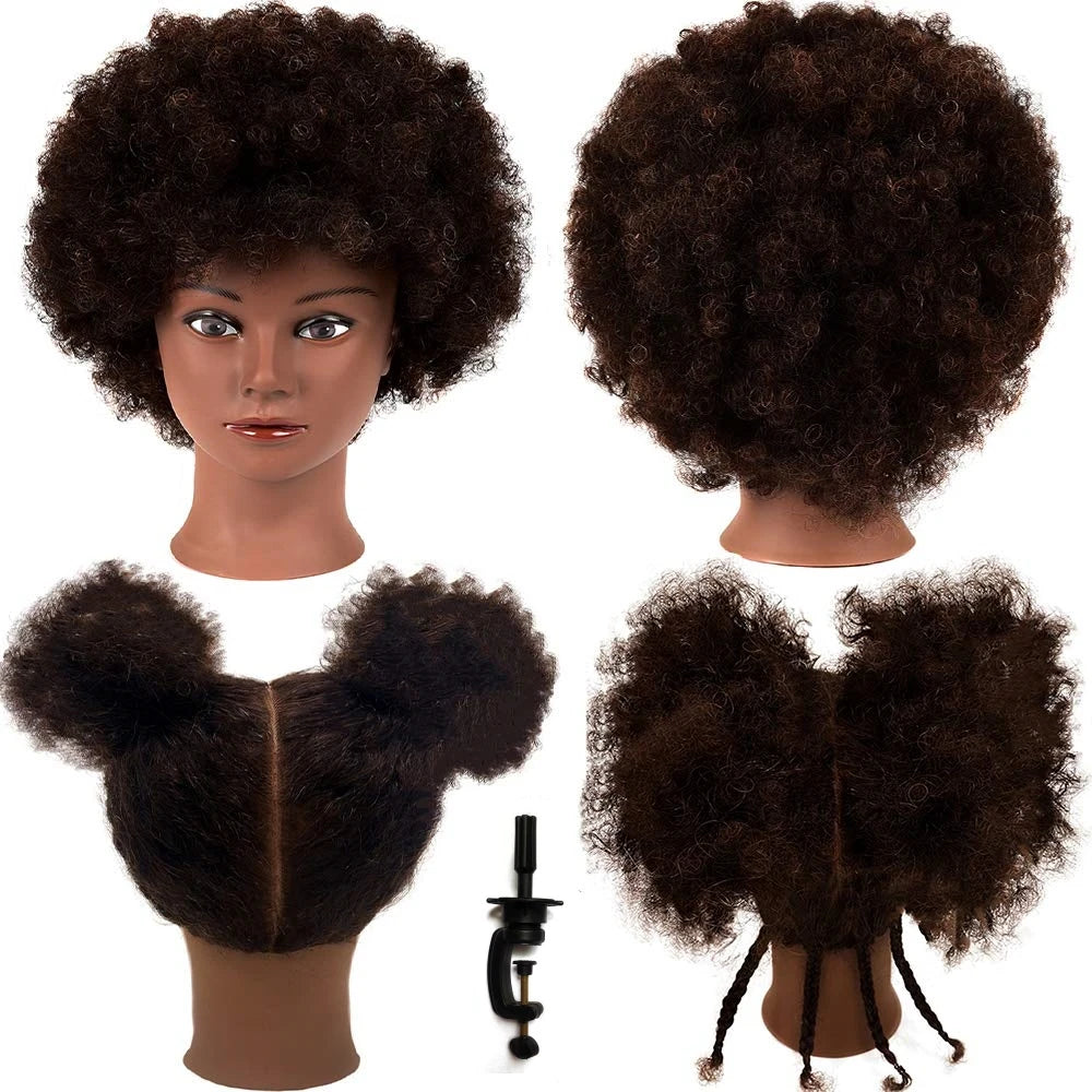 African Curly Hair Mannequin Head 100% Human Hair Curly Hair Hairdresser Hair Styling Hairdresser Practice Styling
