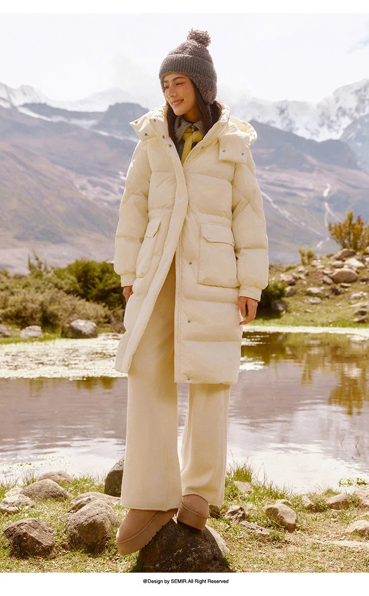 Semir Down Coat Women Long Three-proof Windproof Warm 2025 Winter New Loose Hooded Versatile Jacket