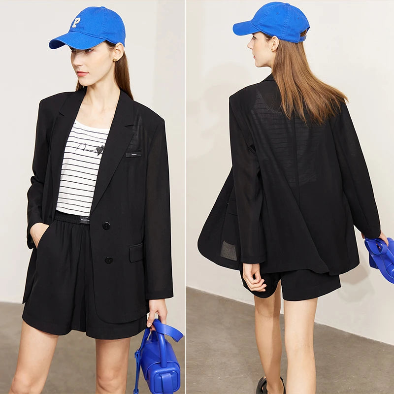 AMII Minimalism Women's blazer Fashion 2024 Summer Blazers Office Lady Elegant Chic Female shorts Separately Sale 72311003
