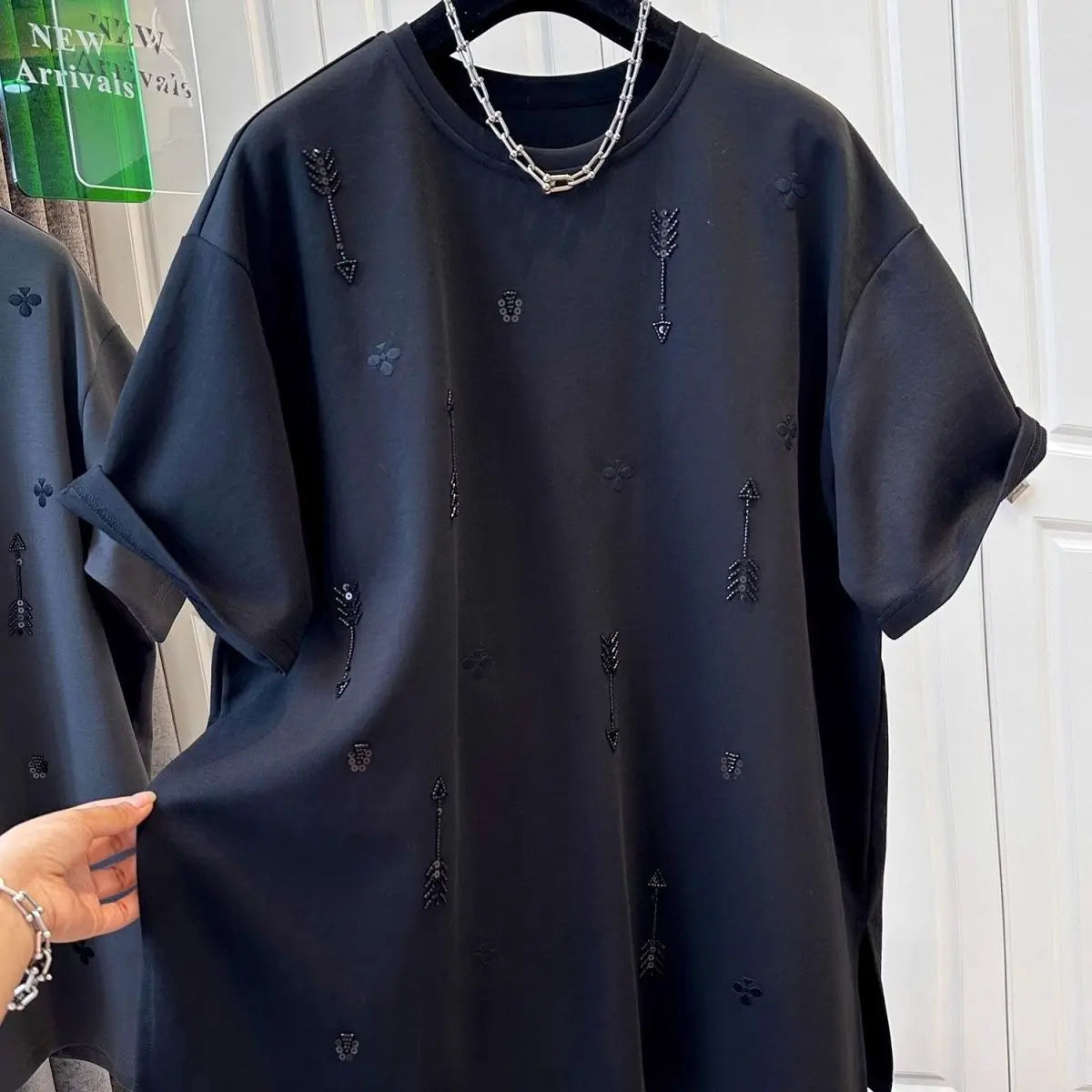 Korean Oversized Loose Embroidered Short Sleeve T-Shirts 2025 Summer New Casual Printing Loose O-neck Top Tee Women Clothes Tops