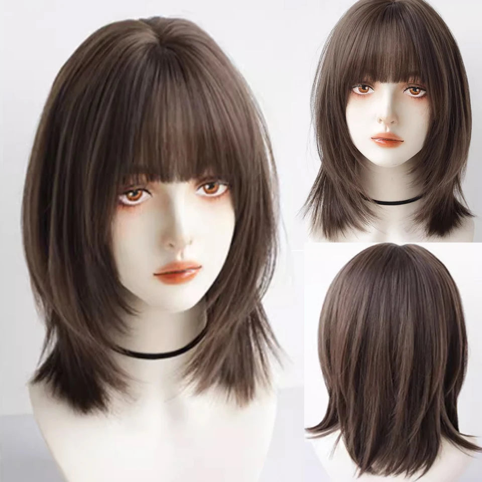 XIYUE Long Straight Black Wig With Bang Synthetic Wigs for Women Heat Resistant Natural Hair for Daily Halloween Cosplay Party