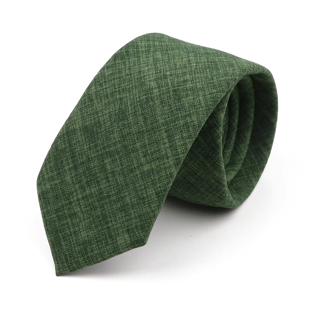 Novelty New Solid Color Ties For Men 100%Cotton Handmade High Quality Necktie Pink Green Orange 6.5cm Skinny Slim Ties Accessory