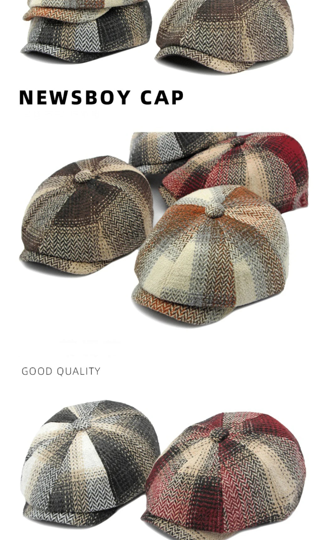 HT4184 Berets Autunm Winter Hats for Men Women Vintage Plaid Artist Painter Octagonal  Beret Hat Male Female Beret Cap