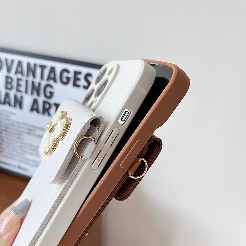 Cartoon Diamond Leather Wallet Case for Xiaomi Mi 14T 13T 12T 11T Redmi Note 14 Pro A5 14C Card Holder Crossbody Lanyard Cover