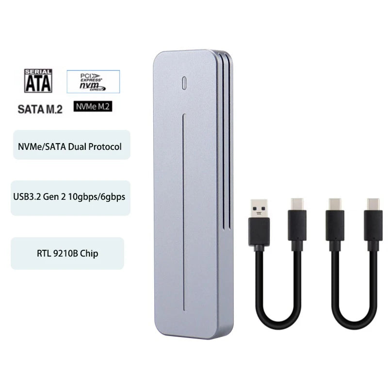 M2 SSD Case NVME SATA with Cover Protector M.2 to USB Type C 3.1 SSD Adapter for NVME PCIE NGFF SATA SSD Disk Box M.2 SSD Case