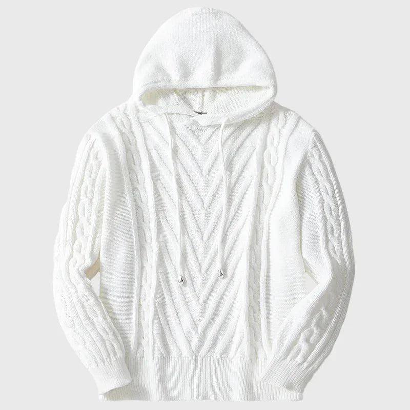 Sweatshirts Men Pullovers Sweaters Solid Casual Loose Splice Hooded Knitted Regular Thick Warm Tops Autumn Winter 2024