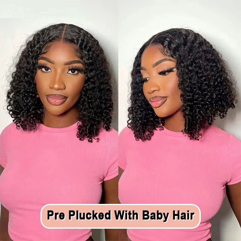 230 Density Short Bob Wig 13x4 HD Transparent Lace Human Hair Wigs Brazilian Lace Front Wig Deep Wave Human Hair Wig For Women