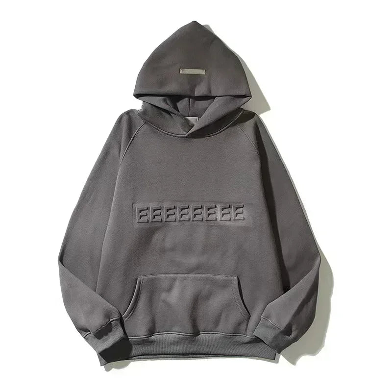 Classic Brand Double Line Embossed Letter Men's Hoodies Luxury Design Three-dimensional Letter Hoodie High Street Couple Sweater