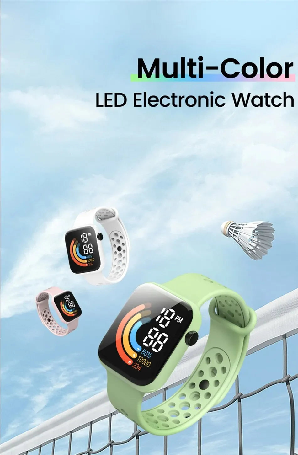 YIKAZE Fashion LED Digital Watch for Kids Sports Waterproof Digital Watches Boy Girl Childrens Silicone Watch Electronic Clock