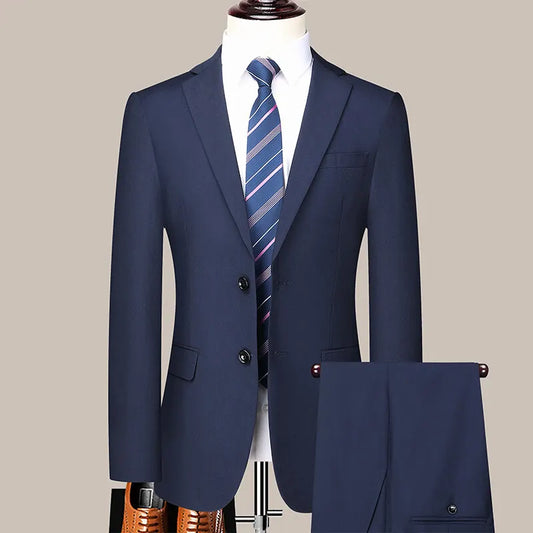 Two button men (suit + trousers) Korean version of fashion slim-fit business professional dress work formal two-piece set