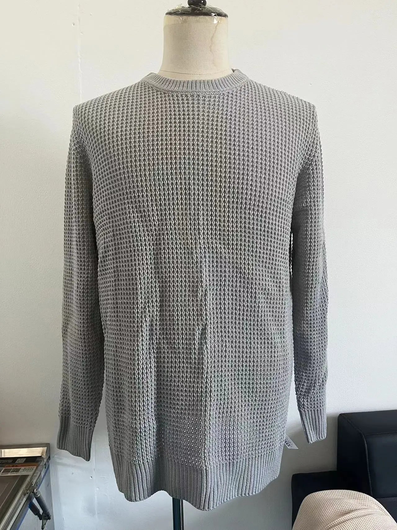 Men Round Neck Pullovers Long Sleeve Jumpers Knitted Sweater Casual Basics Sweaters Male Spliced Streetwear Autumn 2025