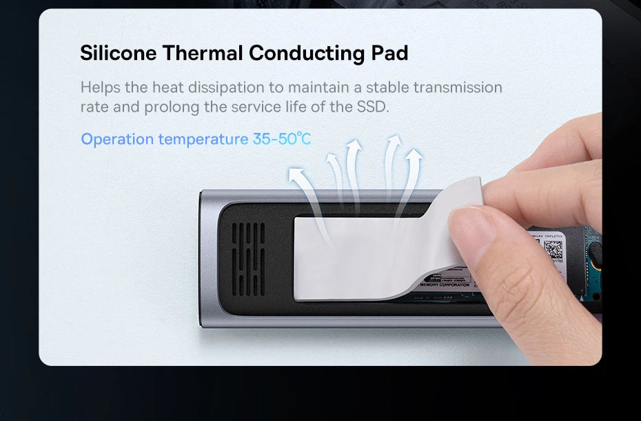 Baseus M2 SSD Case NVMe SATA Dual Protocol 10Gbps M.2 to USB Type C 3.2 Gen 2 Portable SATA NVMe External Enclosure SSD Box Case