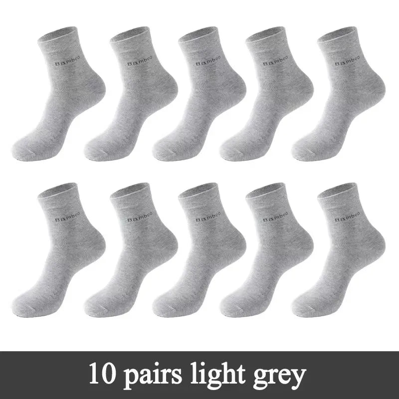 10/5Pairs Men Bamboo Socks Comfortable Breathable Casual Business Men's Crew Socks High Quality Guarantee Sox Male size 38-44