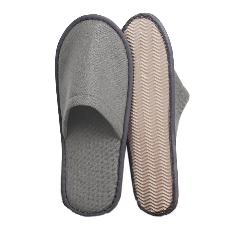 1 Pair Hotel Slippers Men Womens Top Quality Velvet Travel Disposable Cotton Home Hospitality Shoes Cheap SPA Guest Slides