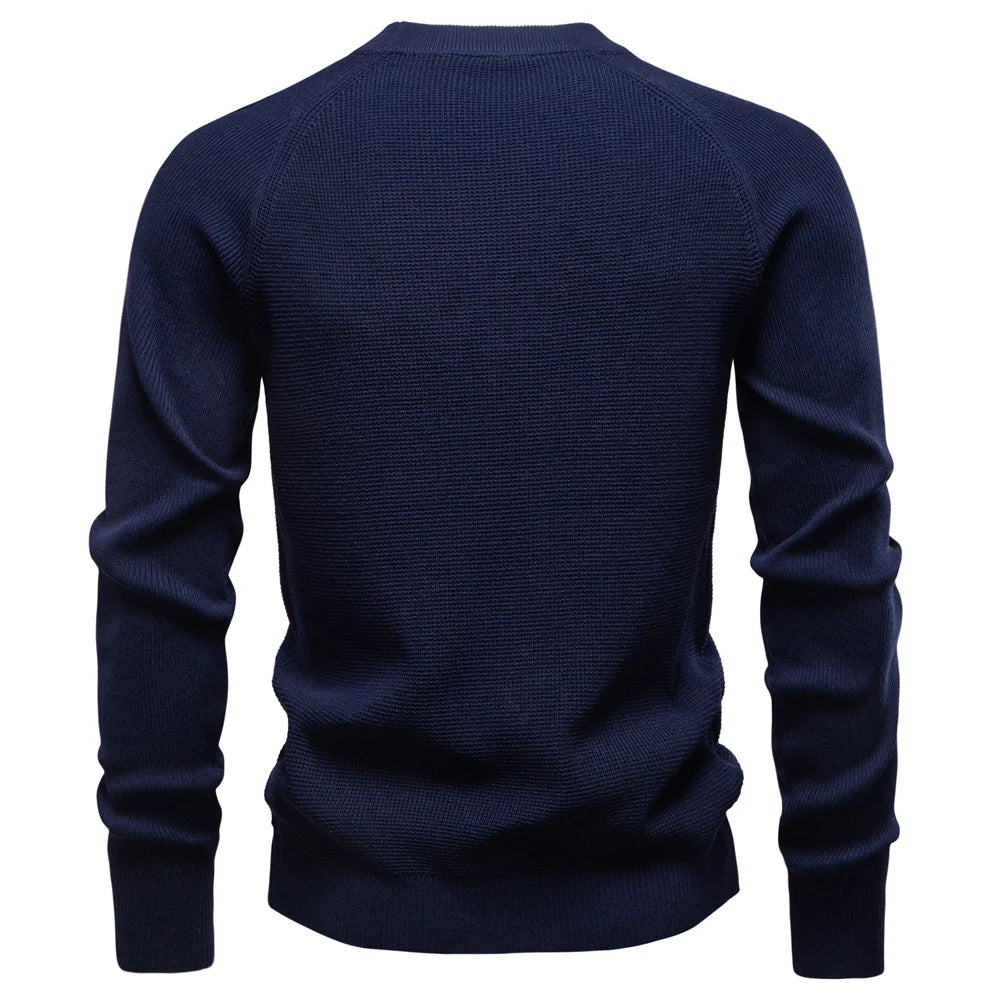 AIOPESON Raglan Sleeve Polo Shirt Men Henley Collar Solid Color Long Sleeve Heavyweight Cotton Business Casual Autumn Winter