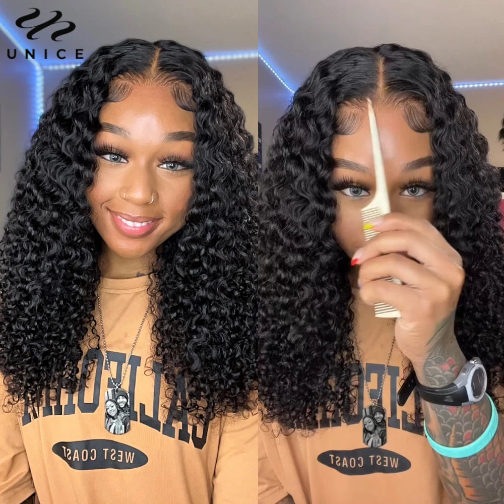 Unice Hair 200% Density 7x5 Curly Wig Pre Cut Pre Bleached Pre Plucked Glueless Wig Human Hair Ready To Wear
