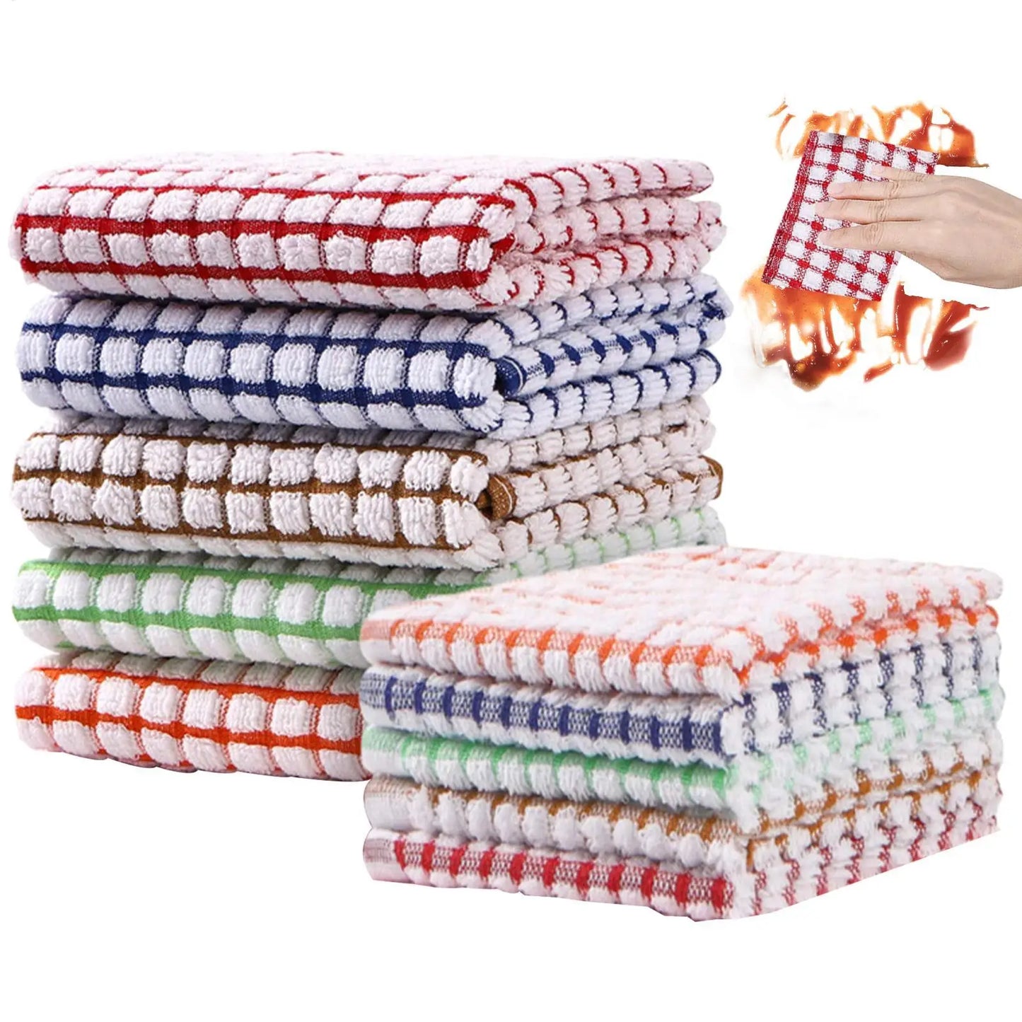 Terry Tea Towels 10Pcs  Kitchen Tea Towels Absorbent Lint Catering Restaurant Cloth Dish Towels Cleaning Cloth Kitchen Cleaning