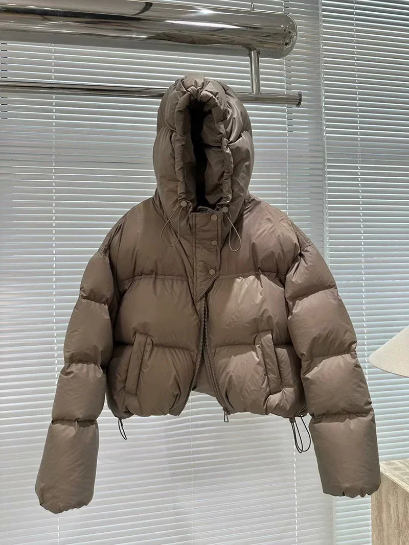 2024 New Fashion White Duck Down Jacket Hooded Women Autumn Winter Warm Over Size Casual Short Thick Outwear Female Coat