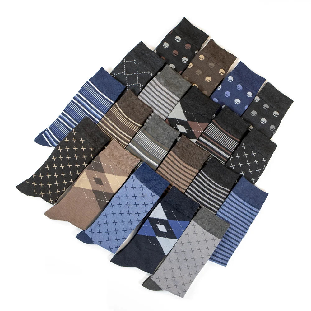 5 Pairs of  Men's Mid-Calf Socks - Soft, Breathable, Moisture-Wicking Bamboo Fiber for All Season Wear