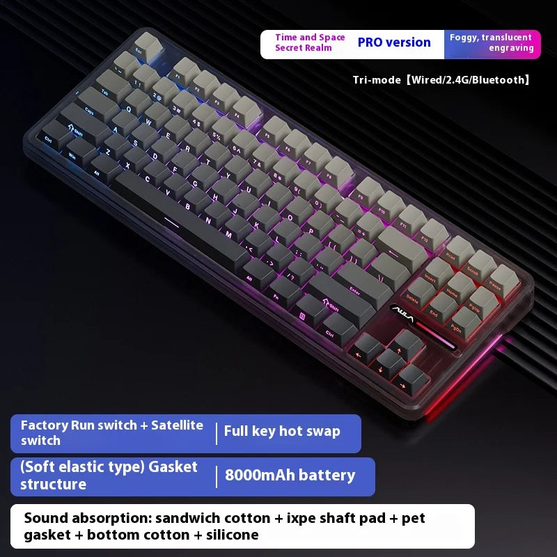 Aula Spider F87 Pro Mechanical Keyboard Wireless Customizable Triple Mode Bluetooth Gaming Esports Computer Side-Engraved Keycap
