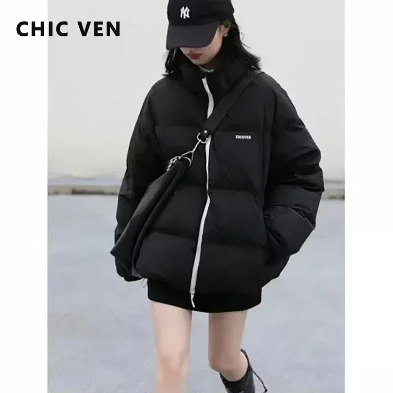 CHIC VEN Women Down Coats Solid 90 White Duck Down Stand Collar Female Down Jacket Warm Ladies Overcoat Autumn Winter 2024