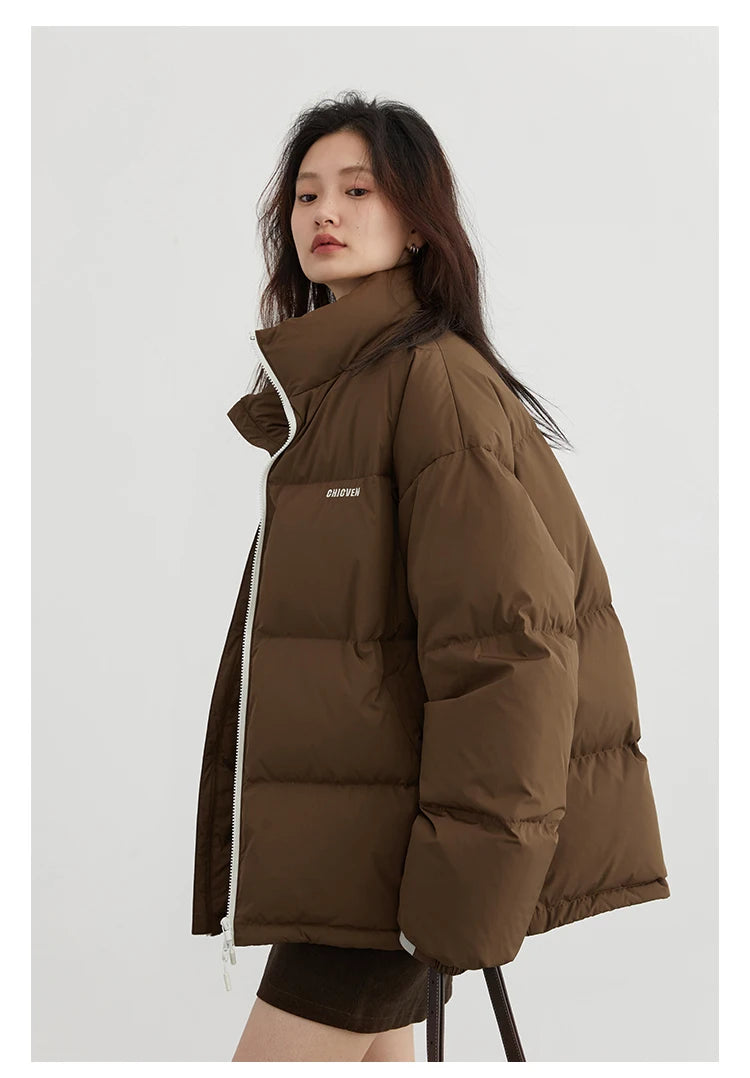 CHIC VEN Women Down Coats Streetwear Solid 90 White Duck Down Stand Collar Female Down Jacket Warm Ladies Overcoat Winter 2024