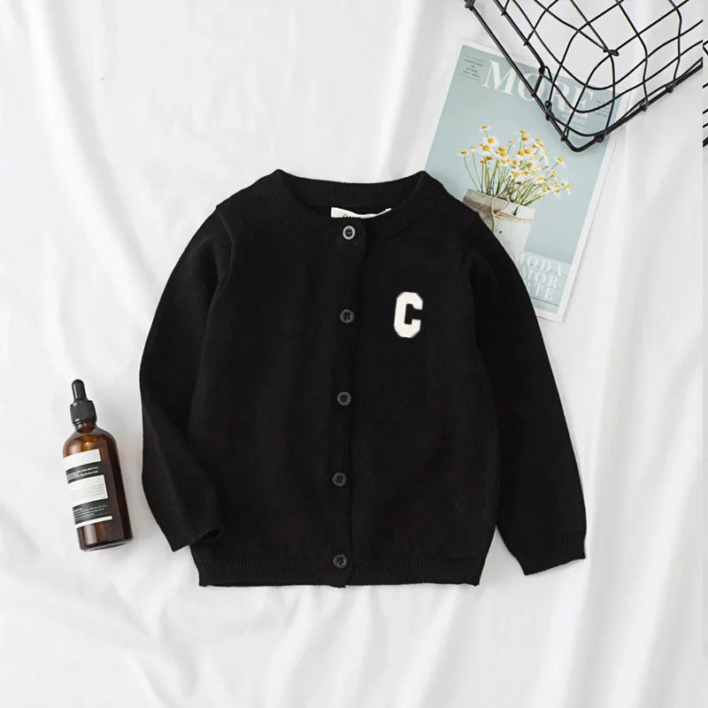 Autumn Kids Cardigan Sweaters Baby Girl Clothes Cartoon Letter Solid Cotton Sweater Boys Children Clothing Knitted Kids Sweaters