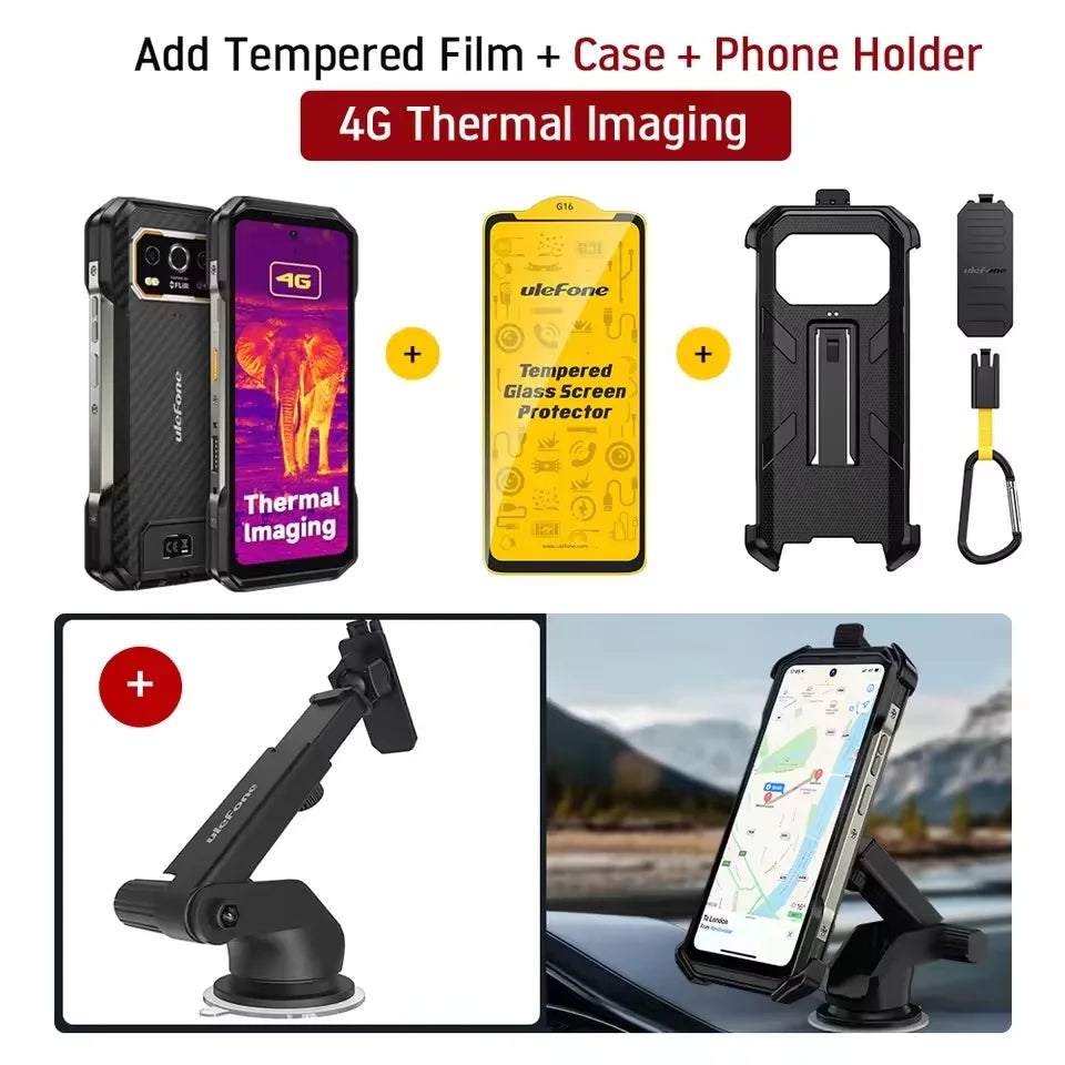 Ulefone Armor 27T Rugged Phone Thermal Imager 12GB+256GB 10600mAh 6.78'' Android 14 Helio G99 Night Vision 4G NFC Smartphone