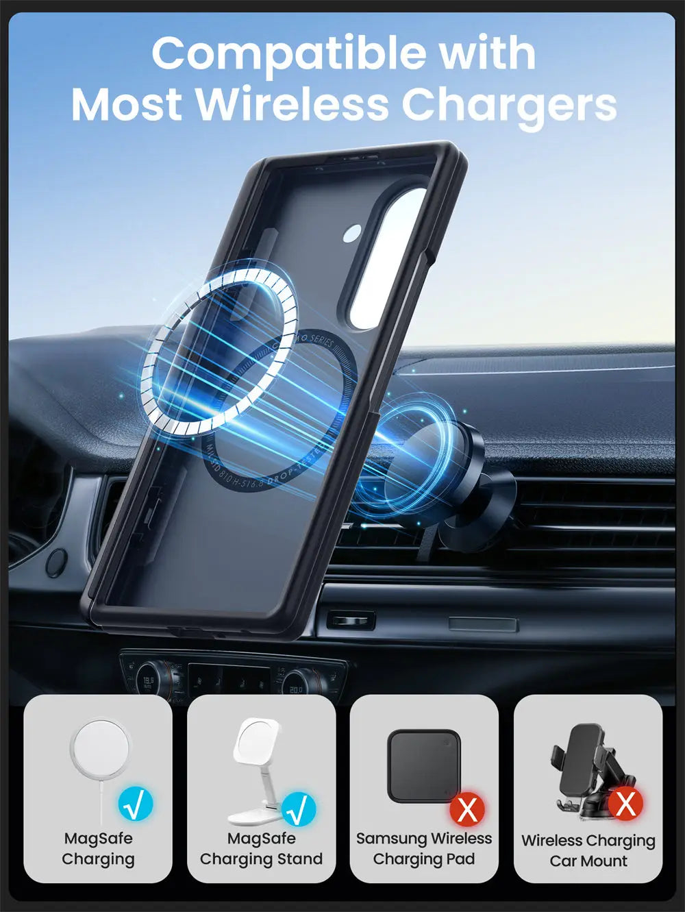 For Samsung Galaxy Z Fold 7 Case I-BLASON Cosmo Full Protective Hinge Protection Magnetic Case with MagSafe Stand & S Pen Holder