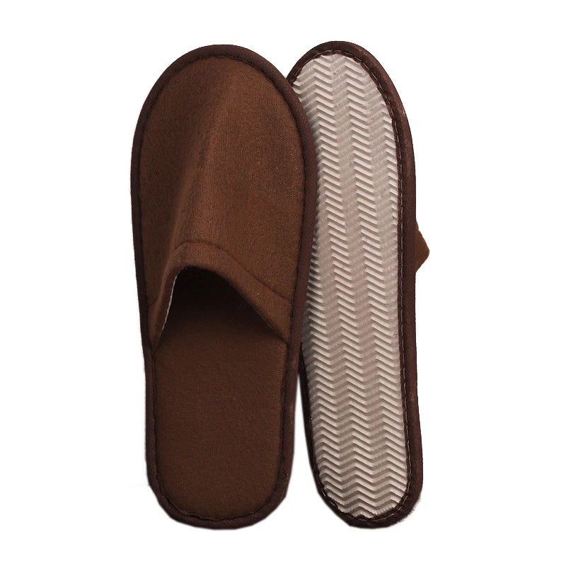 1 Pair Hotel Slippers Men Womens Top Quality Velvet Travel Disposable Cotton Home Hospitality Shoes Cheap SPA Guest Slides