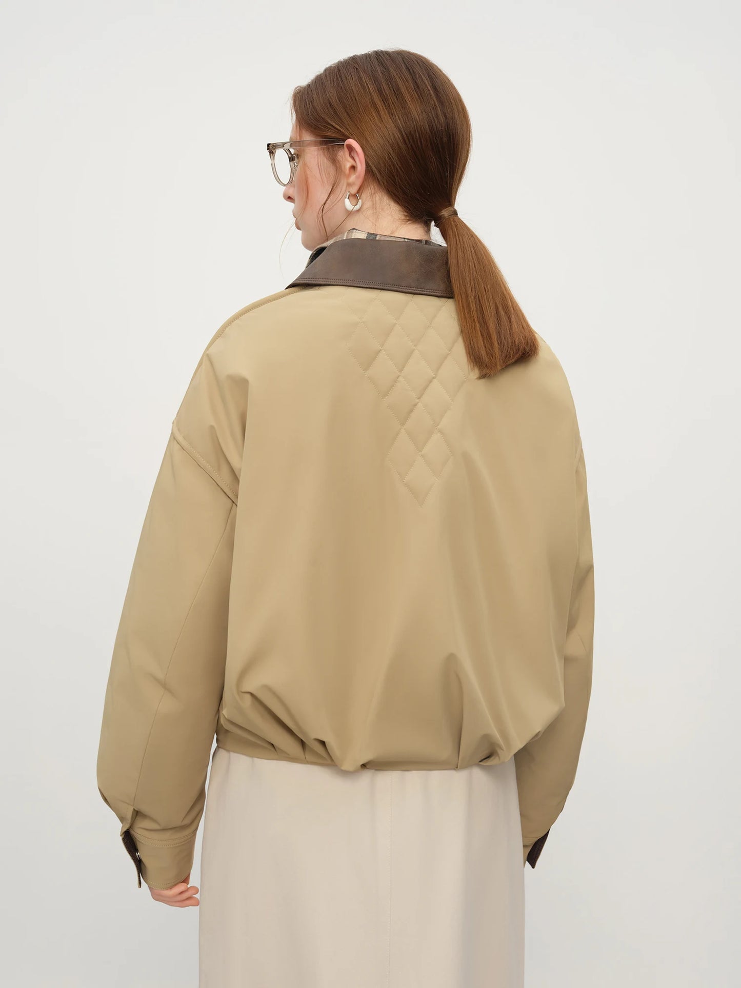 FSLE Barn Style Lightweight Padded Jacket Women's 2025 Winter Vintage Academic Plaid Panel Short Coat Retro College Outerwear